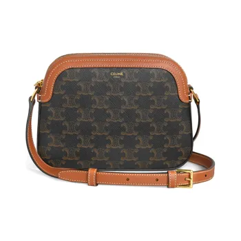 CELINE Cow Leather Camera Bag Shoulder Bag Crossbody Bag Small Size Women's Tawny