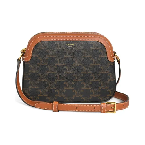 CELINE Cow Leather Camera Bag Shoulder Bag Crossbody Bag Small Size Women's Tawny