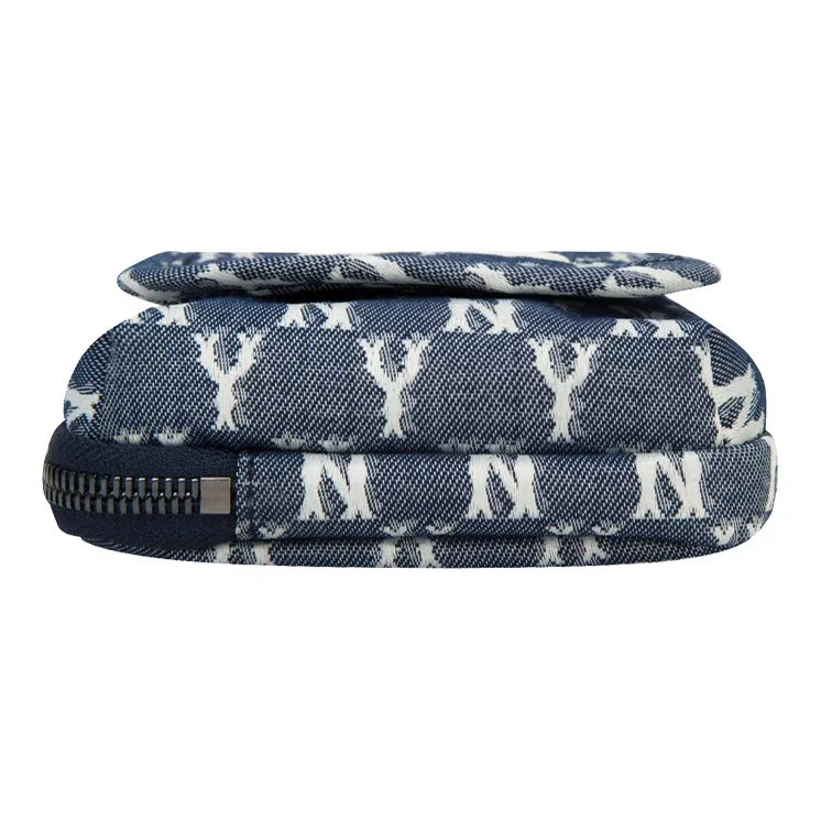 MLB Monogram Collection Polyester Small Square Bag, Crossbody Bag Regular Unisex Denim Blue-5