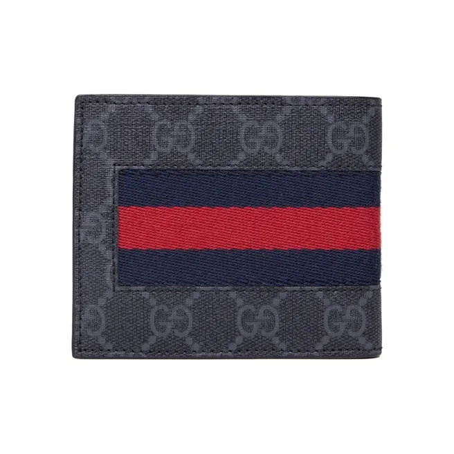 GUCCI Canvas With Leather Wallet Mini Men's Black Gray Color-2