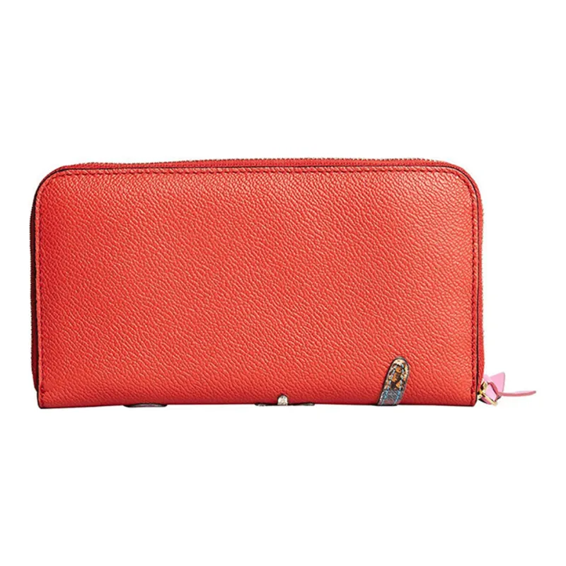 Burberry Cow Leather Card Holder Wallet Women's Orange Red-1