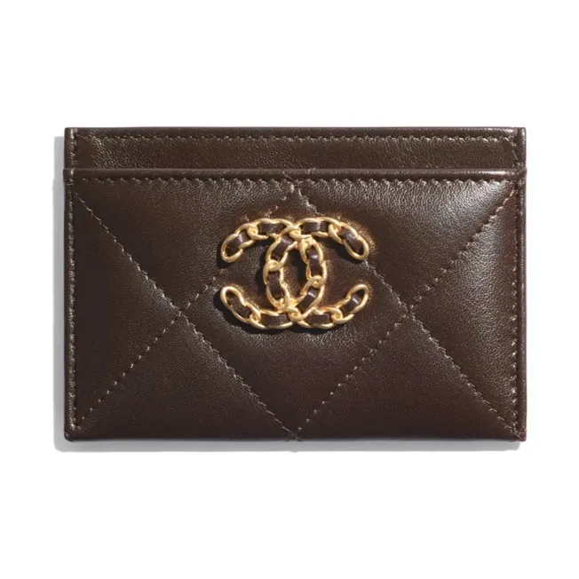 CHANEL 19Bag Lambskin Card Holder Card Holder Women's Brown-0
