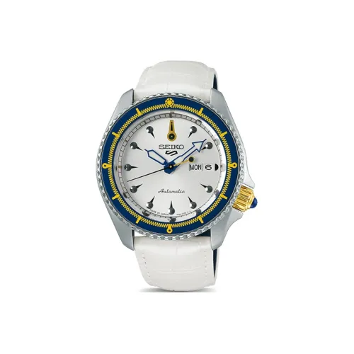 SEIKO Mechanical Movement Leather Watch Bands Watch 46mm Unisex White Dial SBSA029