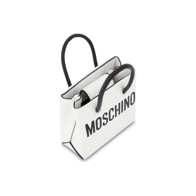MOSCHINO Cow Leather Crossbody Bag Mini Women's White-2