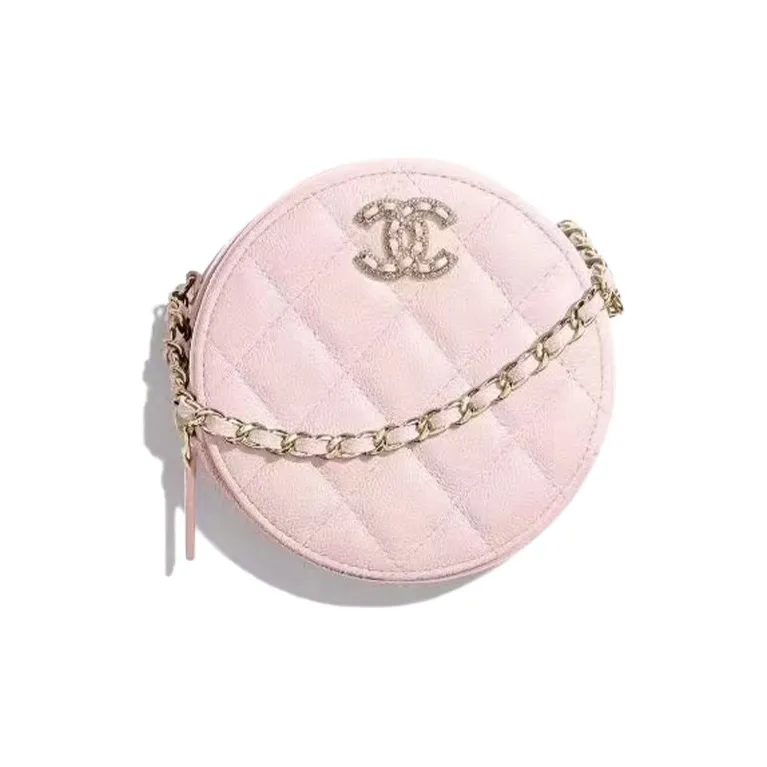 CHANEL 22SS Cow Leather Round Bag, Shoulder Bag, Crossbody Bag Women's Pink-0