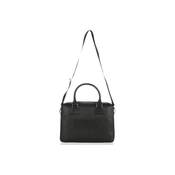EMPORIO ARMANI Cow Leather Briefcase, Crossbody Bag, Handbag Regular Men's Black