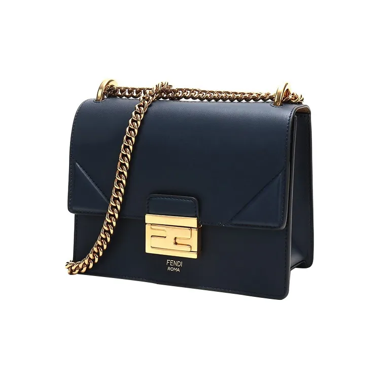 FENDI Leather Shoulder Bag, Crossbody Bag Small Size Women's Dark Blue-1