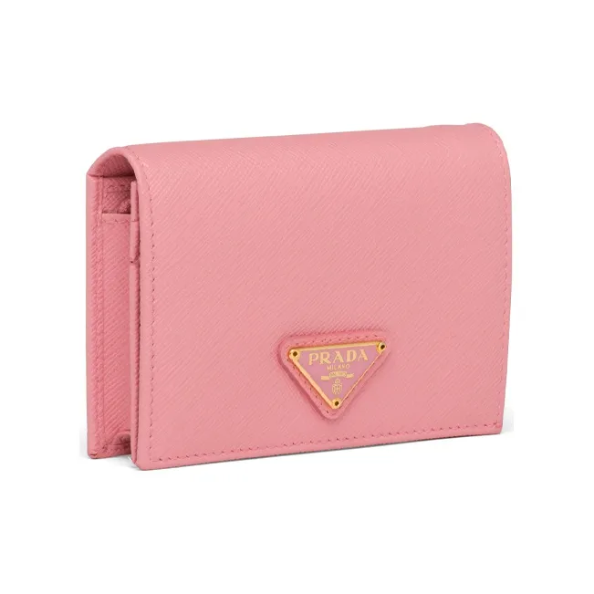 PRADA Saffiano Leather Wallet Small Size Women's Petal Pink-1