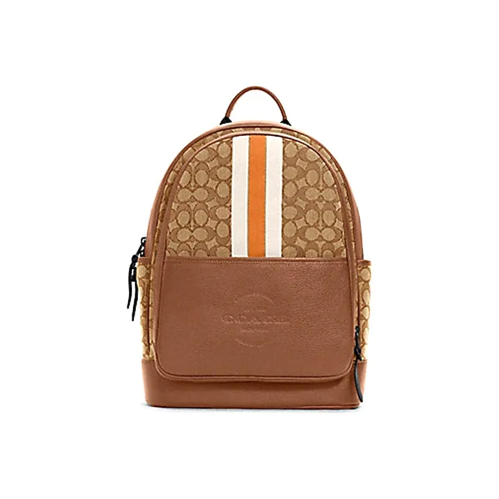 COACH Thompson Canvas Leather Backpack Large Size Unisex Khaki-0