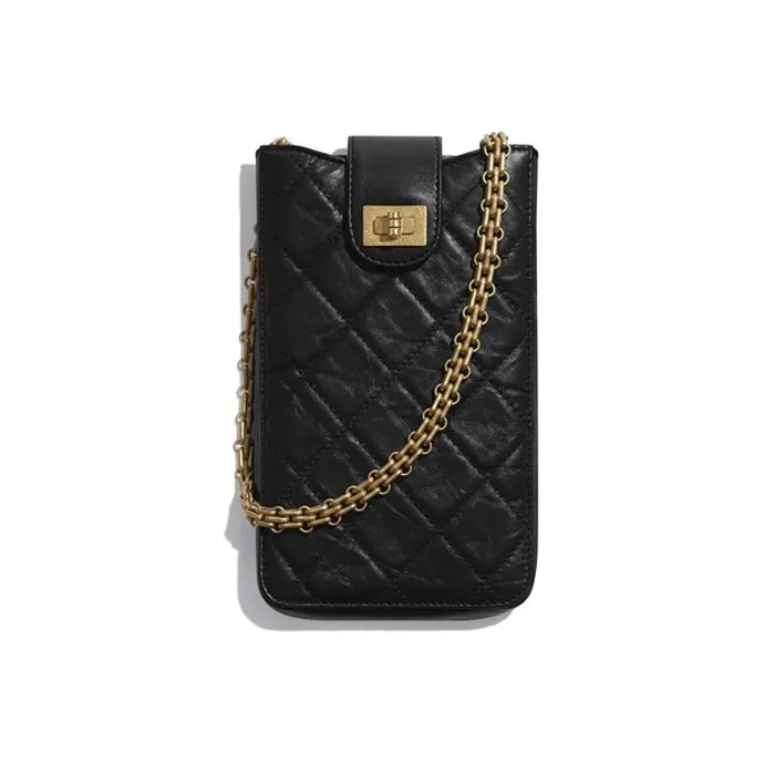 CHANEL Calfskin Cell Phone Pouch Women's Black-0
