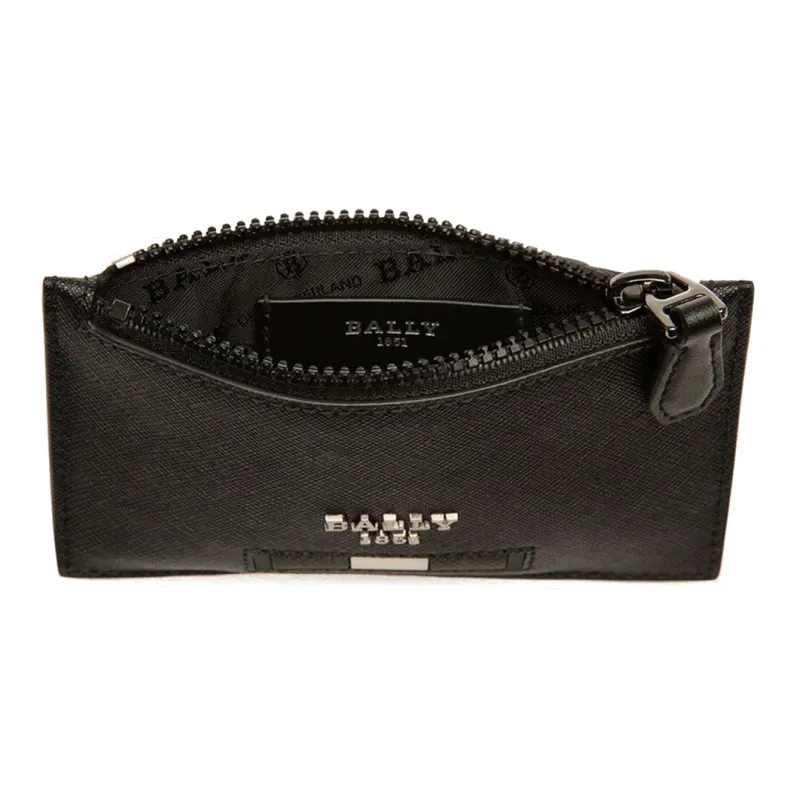 BALLY Cow Leather Wallet Card Holder Leather Clip Men's Black-2