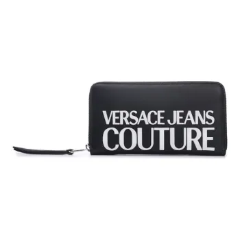 VERSACE Leather Coin Purse Clutch Gift Box Set Women's Black