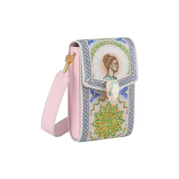 BVLGARI Calfskin Clutch Crossbody Cell Phone Pouch Women's Multicolor