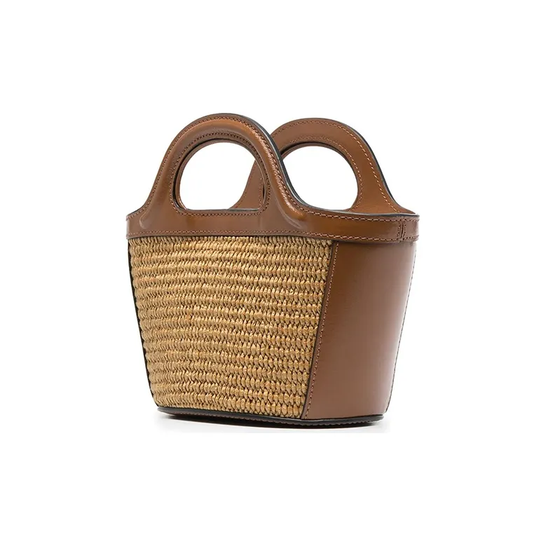 MARNI TROPICALIA Cow Leather Bucket Bags Crossbody One Shoulder Handbags Mini Women's Brown-2
