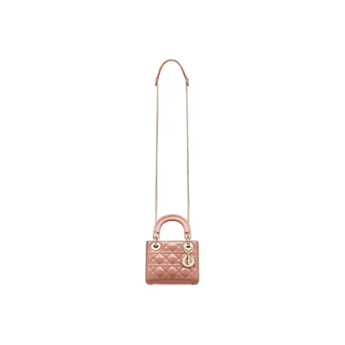 DIOR Lady Dior Patent Leather Cowhide Dior Bag Handbag Shoulder Bag Crossbody Bag Clutch Mini Women's Rose Pink-3