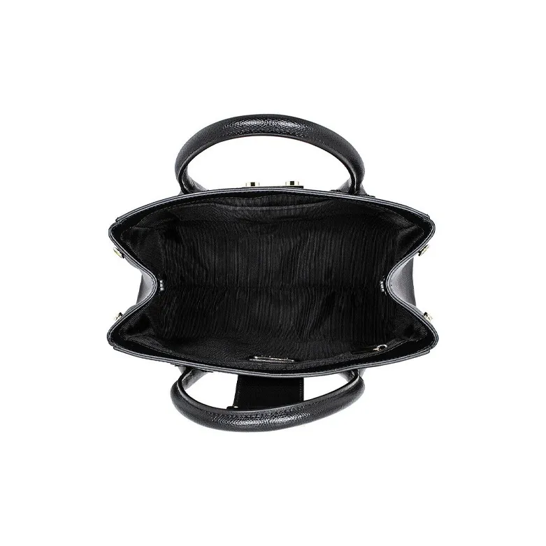 Furla Metropolis Collection Leather Tote Bag Shopping Bag Handbag Small Size Women's Black-3