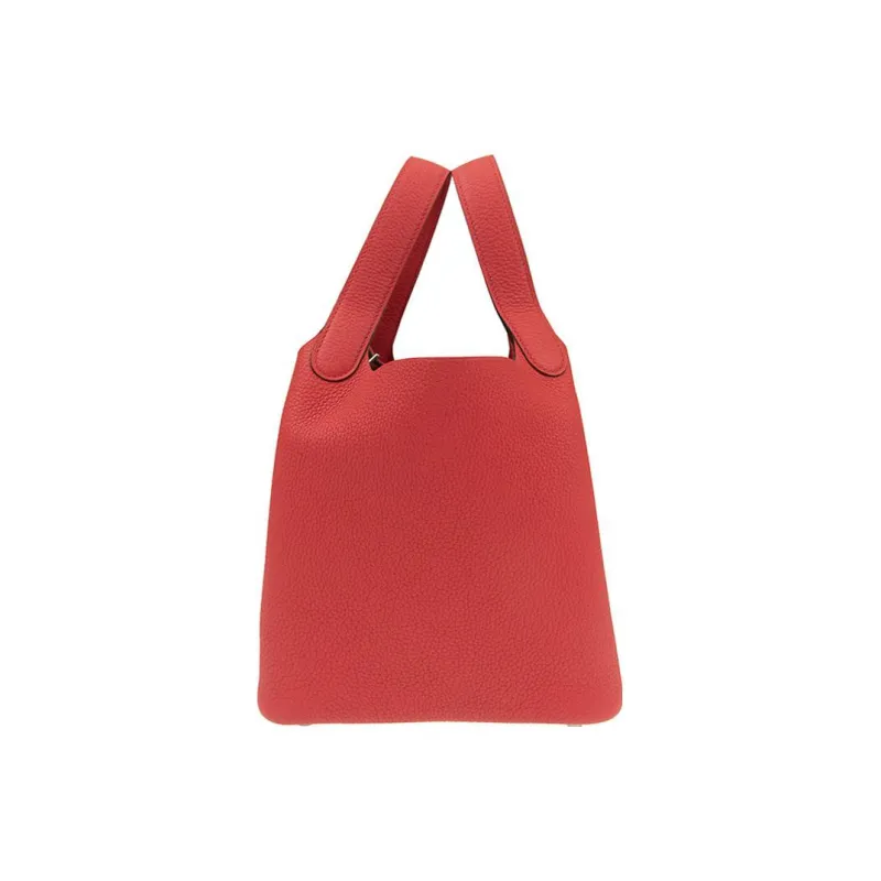 HERMES Picotin Lock Calfskin Basket Bag Bucket Bag 18 Women's Azalea Red-2