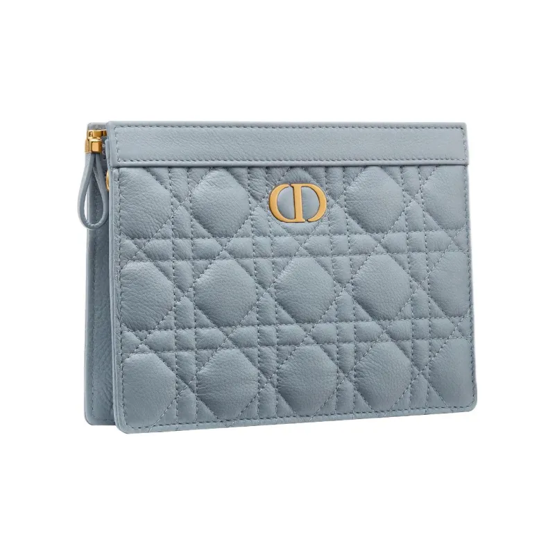 DIOR Caro Soft Cow Leather Shoulder Bag, Crossbody Bag, Clutch Regular Women's Powder Blue-1
