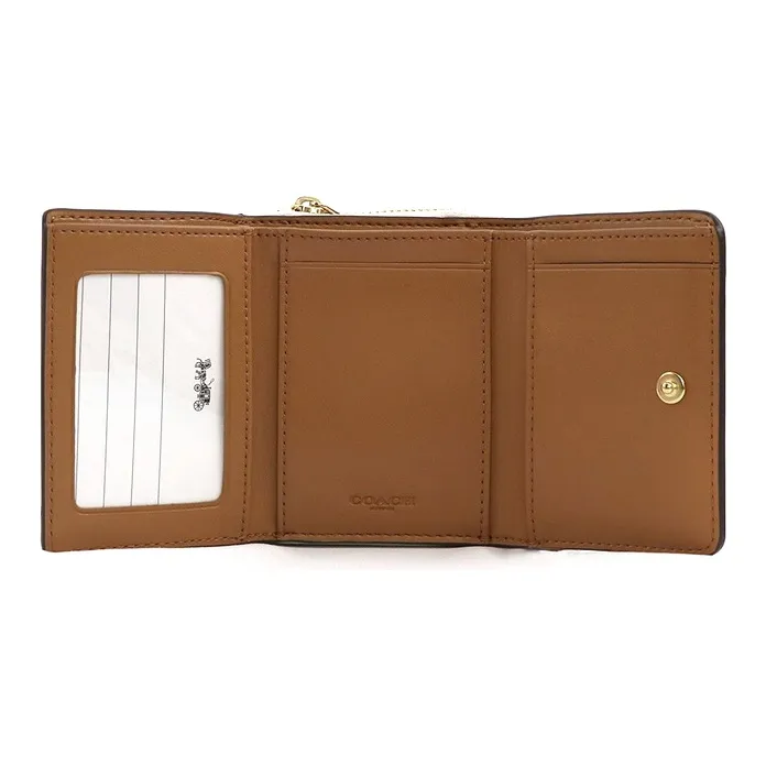COACH Trifold Wallet Leather Foldable Wallet Coin Purse Card Holder Medium Size Women's White-1