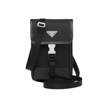 PRADA Saffiano Leather Recycled Nylon Camera Bag Shoulder Bag Crossbody Bag Cell Phone Pouch Unisex Black
