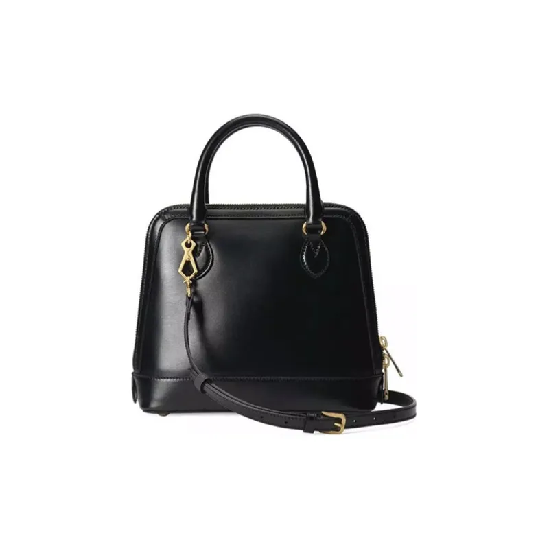 GUCCI Leather Dome Bag Shoulder Bag Crossbody Bag Handbag Small Size Women's Black-1