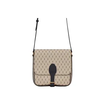 SAINT LAURENT Coated Canvas With Leather Shoulder Bag, Crossbody Bag Medium Size Men's