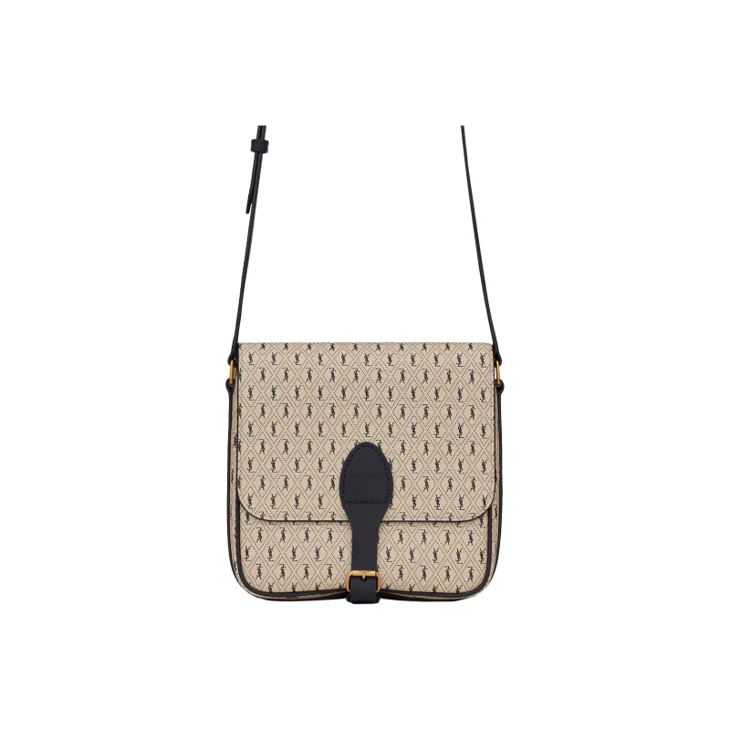 SAINT LAURENT Coated Canvas With Leather Shoulder Bag, Crossbody Bag Medium Size Men's-0