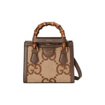 GUCCI Canvas With Leather Shoulder Bag, Crossbody Bag, Handbag Mini Women's Ebony/Camel/Brown