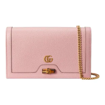 GUCCI Leather Shoulder Bag Crossbody Bag Women's Pink