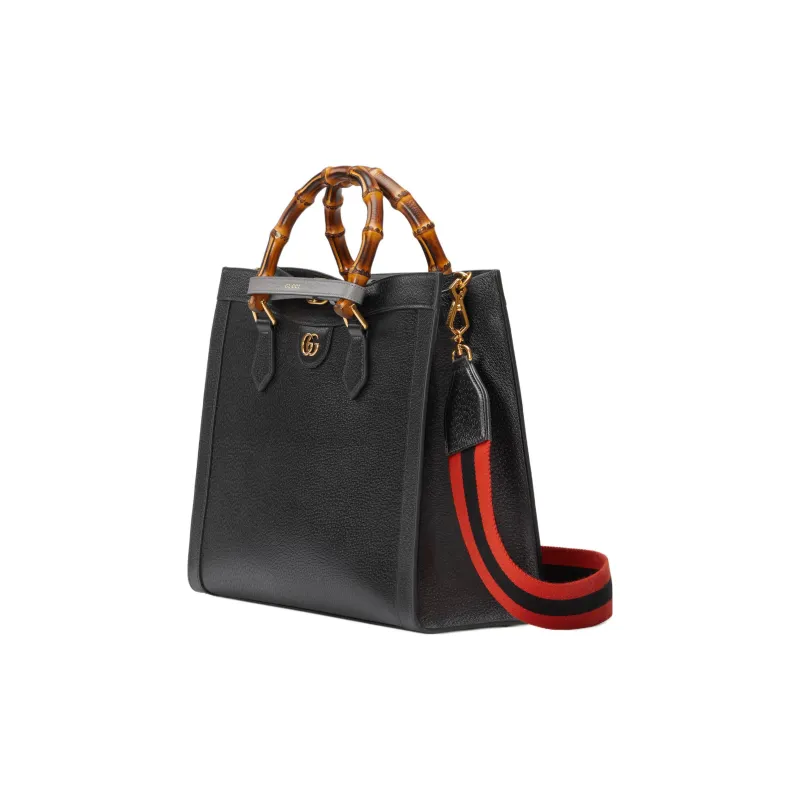 GUCCI Diana Leather One Shoulder Handbag Medium Size Women's Black-3