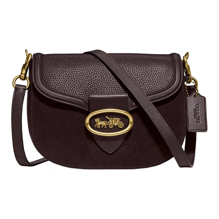 COACH Kat Leather Saddle Bag Shoulder Bag Crossbody Bag Women's Ox Blood Color-0