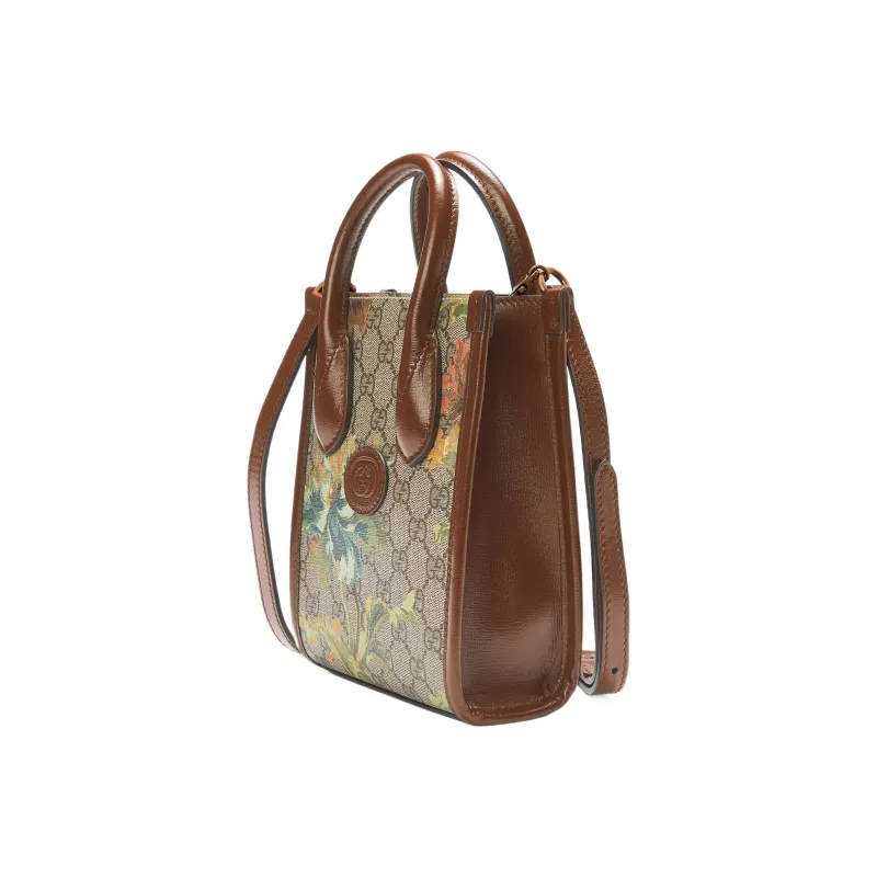 GUCCI Canvas Tote Bag Shopping Bag Shoulder Bag Crossbody Bag Handbag Mini Women's Beige/Ebony-1