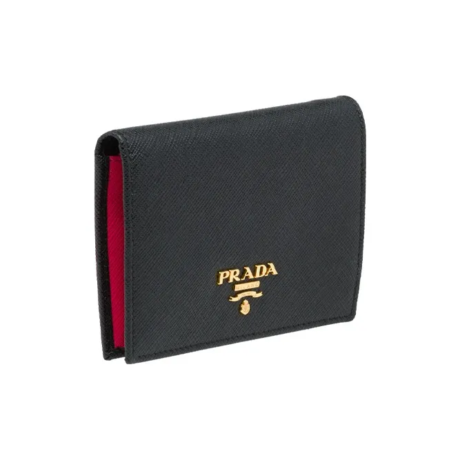 PRADA Leather Wallet Small Size Women's Black-1
