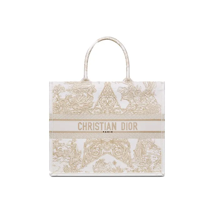 DIOR BookTote Pattern Embroidery Tote Bag Shopping Bag Shoulder Bag Handbag Regular Women's Gold-0