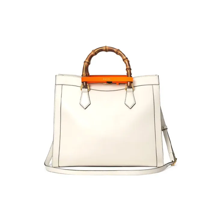 GUCCI Diana Leather Tote Bag Shopping Bag Handbag Medium Size Women's Ecru-4