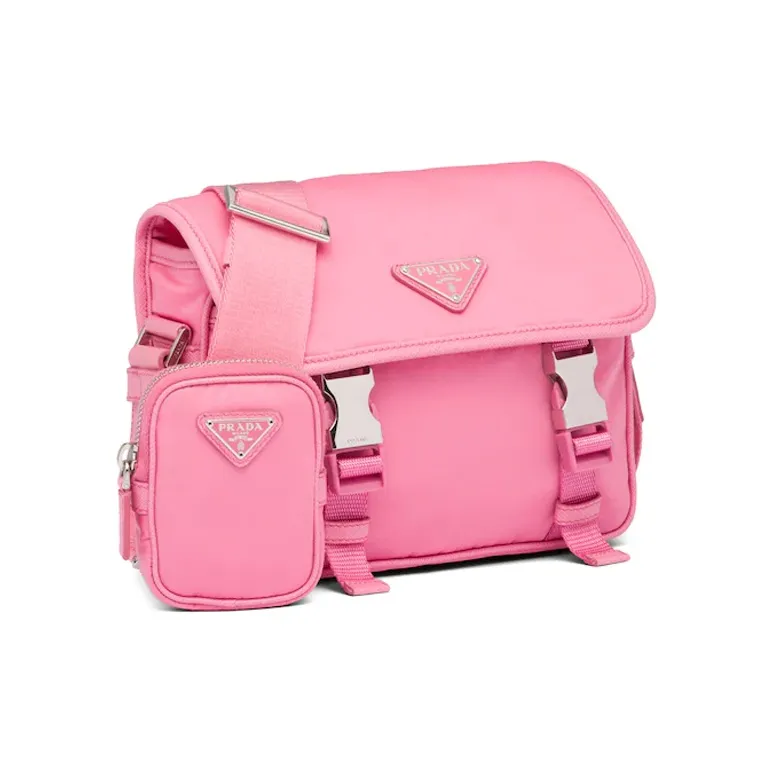 PRADA Nylon And Saffiano Leather Shoulder Bag Women's Begonia Pink-1