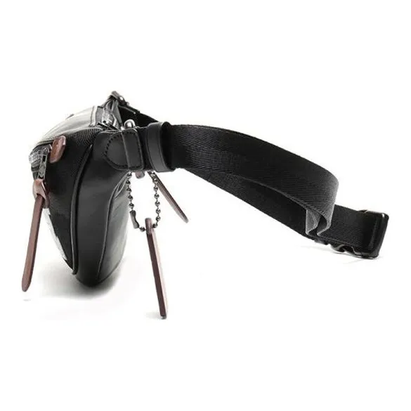 COACH Rivington Leather Sling Bag Crossbody Bag Fanny Pack Large Size Men's Black-2