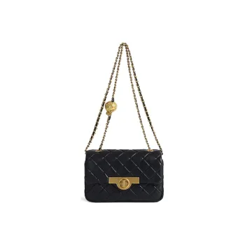 Miss Kung Sheepskin Chain Bag Small Square Bag Crossbody Bag Small Size Women's Midnight Black/Lace Black/Pearl White