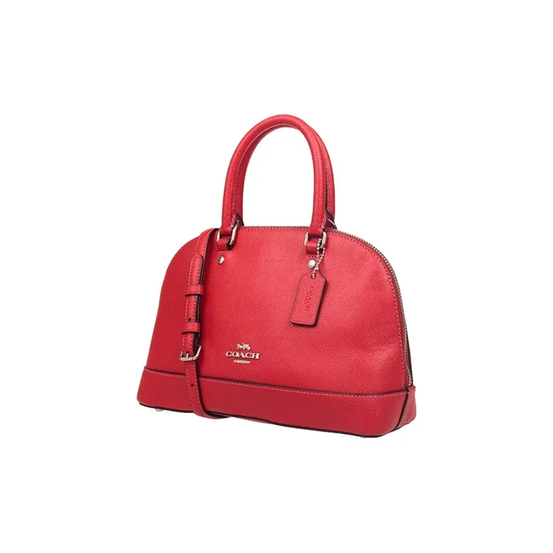 COACH Sierra Cross Grain Genuine Leather Dome Bag Crossbody Bag Handbag Small Size Women's Red-1
