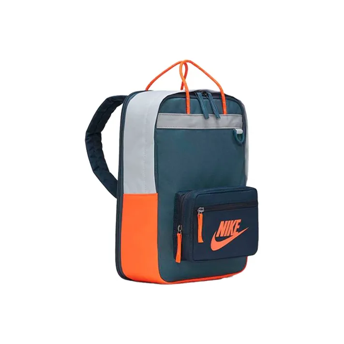 Nike Tanjun Polyester Backpack Regular Men's Gray Green & Orange Red-2