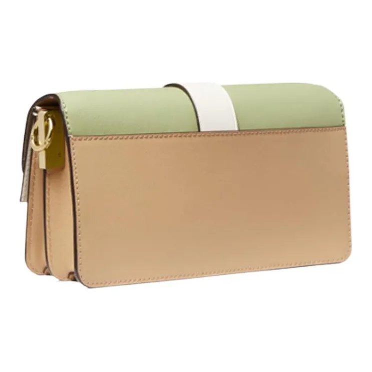 MICHAEL KORS Greenwich Cow Leather Shoulder Bag, Crossbody Bag Medium Size Women's Camel & Fruit Green-1