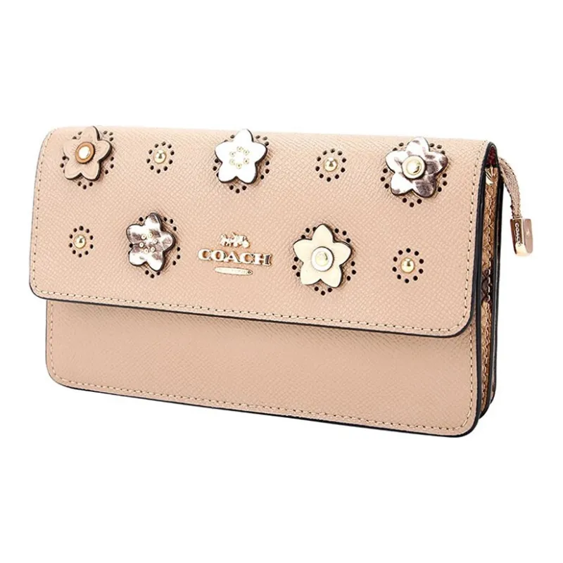 COACH Foldover Artificial Leather Clutch Small Size Women's Warm Gray-2