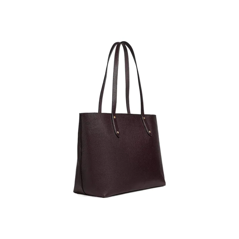 COACH Central Pebbled Leather Tote Bag Shopping Bag Handbag Shoulder Bag Women's Ox Blood Color-1