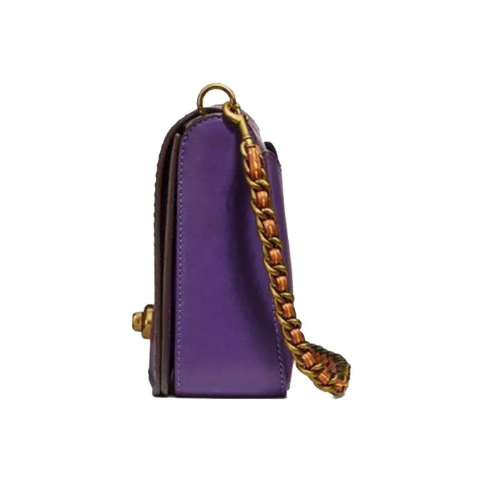 COACH Dinky With Cow Leather And Sheepskin Small Square Bag Shoulder Bag, Crossbody Bag Regular Women's Dark Purple-1