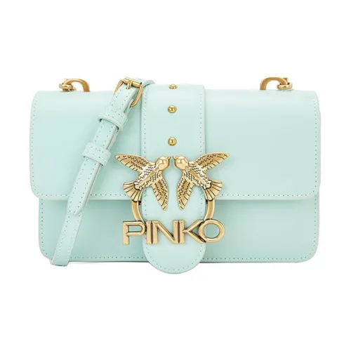 PINKO SIMPLY Cow Leather Small Square Bag, Swallow Bag, Crossbody Bag, Shoulder Bag Women's Mint Green