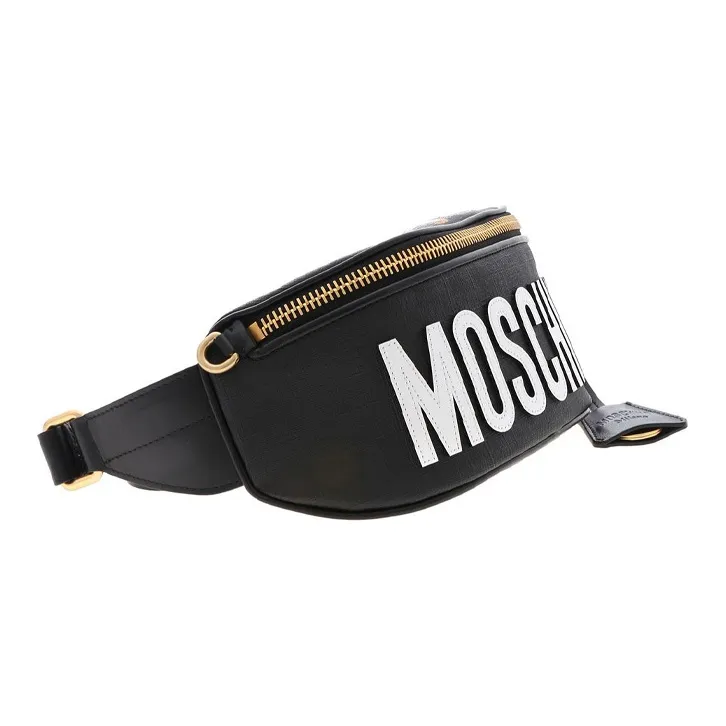 MOSCHINO PU Sling Bags One Shoulder Crossbody Fanny Pack Unisex Black-1