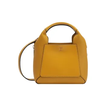 Furla Gilda Soft Calfskin Patchwork Grain Leather Tote Bag Shoulder Bag Mini Women's Yellow Brown