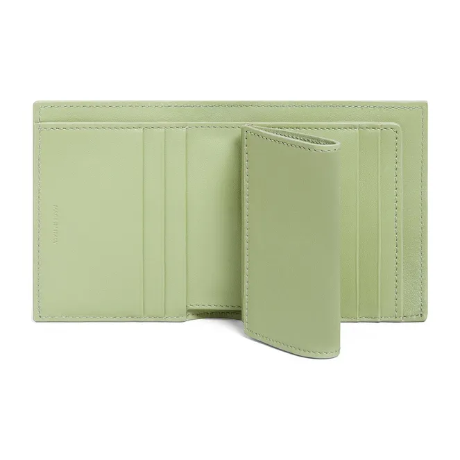 CELINE Grained Calfskin Wallet Trumpets Women's Sage Gray/Lilac Purple-3