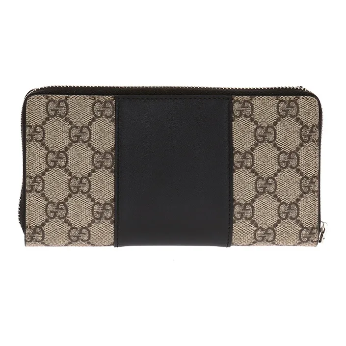 GUCCI Canvas With Leather Wallet Men's Ebony/Black-2