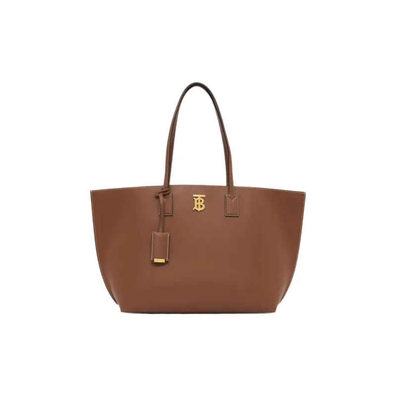 Burberry Leather Tote Bag Shopping Bag Handbag Shoulder Bag Women's Tan-0